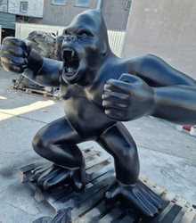 Luxus Designer XXL Deko Skulptur Figur Gorilla Affe Matt schwarz Luxury Designer XXL Decorative Sculpture Figure Gorilla Monkey Matt Black
