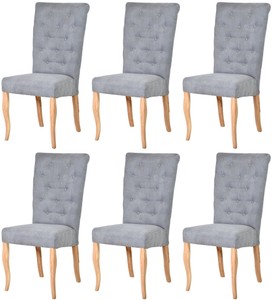 Casa Padrino ensemble de 6 Chaises de salle à manger Chesterfield Néo Baroque gris / naturel - Ensemble de chaises de cuisine - Mobilier de Salle à Manger Chesterfield - Mobilier Néo Baroque Casa Padrino ensemble de 6 Chaises de salle à manger Chesterfield Néo Baroque gris / naturel - Ensemble de chaises de cuisine - Mobilier de Salle à Manger Chesterfield - Mobilier Néo Baroque