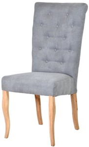 Casa Padrino sedia da pranzo Chesterfield Neo Barocco grigio / naturale - Sedia da cucina Chesterfield Neo Barocco - Mobili per sala da pranzo - Mobili Chesterfield - Mobili Neo Barocco