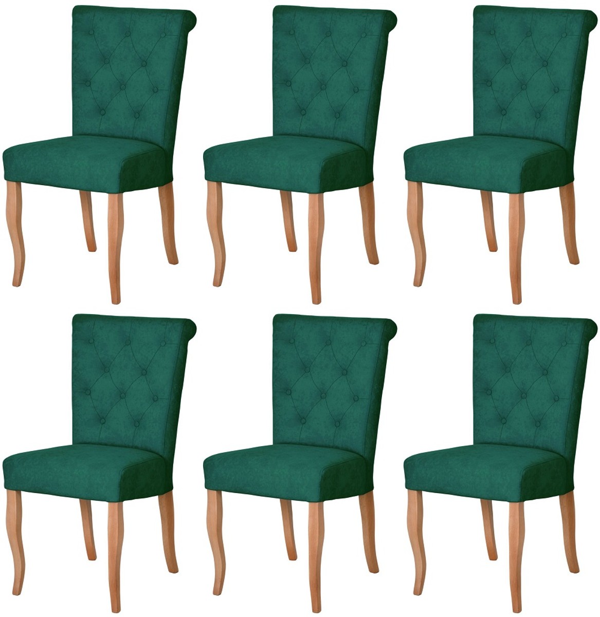 Casa Padrino ensemble de 6 Chaises de salle à manger Chesterfield Néo Baroque vert foncé / naturel - Ensemble de chaises de cuisine - Mobilier de Salle à Manger Chesterfield - Mobilier Néo Baroque Casa Padrino ensemble de 6 Chaises de salle à manger Chesterfield Néo Baroque vert foncé / naturel - Ensemble de chaises de cuisine - Mobilier de Salle à Manger Chesterfield - Mobilier Néo Baroque