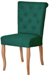 Casa Padrino sedia da pranzo Chesterfield Neo Barocco verde scuro / naturale - Sedia da cucina Chesterfield Neo Barocco - Mobili per sala da pranzo - Mobili Chesterfield - Mobili Neo Barocco