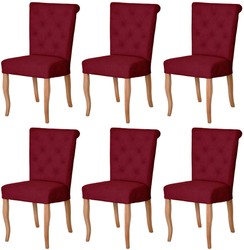 Casa Padrino conjunto de 6 sillas de comedor Chesterfield Neo Barrocos rojo burdeos / natural - Conjunto de sillas de cocina - Muebles de Comedor Chesterfield - Muebles de Comedor Neo Barrocos