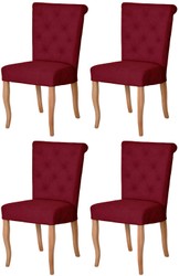 Chesterfield Neo Barock Esszimmerstuhl Set Bordeauxrot Naturfarben Chesterfield Neo Baroque Dining Chair Set Bordeaux Red Natural