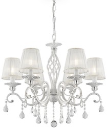 Casa Padrino lampadario barocco in cristallo bianco con oro Ø 63 x A. 76-116 cm - Lampadario rotondo in stile barocco - Lampadario da salotto barocco - Nobile e Magnifico