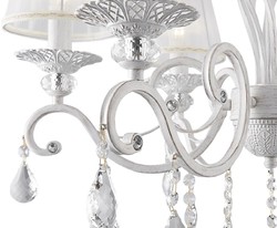 Casa Padrino lampadario barocco in cristallo bianco con oro Ø 63 x A. 76-116 cm - Lampadario rotondo in stile barocco - Lampadario da salotto barocco - Nobile e Magnifico