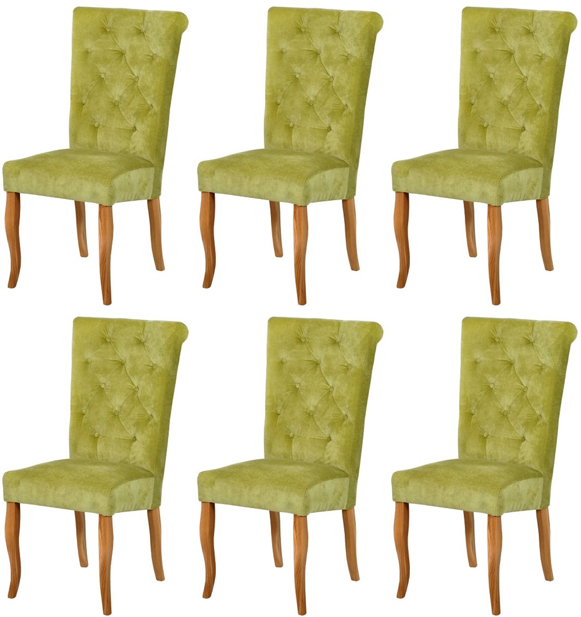 Casa Padrino ensemble de 6 Chaises de salle à manger Chesterfield Néo Baroque vert clair / naturel - Ensemble de chaises de cuisine - Mobilier de Salle à Manger Chesterfield - Mobilier Néo Baroque Casa Padrino ensemble de 6 Chaises de salle à manger Chesterfield Néo Baroque vert clair / naturel - Ensemble de chaises de cuisine - Mobilier de Salle à Manger Chesterfield - Mobilier Néo Baroque