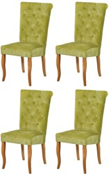 Casa Padrino Chesterfield Neo Baroque dining room chair set of 4 light green / natural - Kitchen chairs set - Chesterfield dining room furniture - Neo baroque dining room furniture