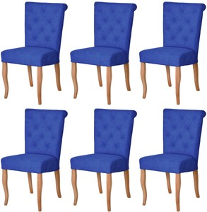 Chesterfield Neo Barock Esszimmerstuhl Set Blau Naturfarben Chesterfield Neo Baroque Dining Chair Set Blue Natural