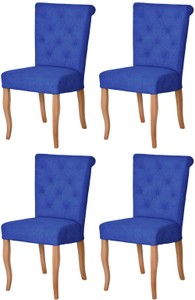 Chesterfield Neo Barock Esszimmerstuhl Set Blau Naturfarben Chesterfield Neo Baroque Dining Chair Set Blue Natural