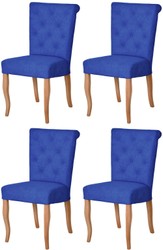Chesterfield Neo Barock Esszimmerstuhl Set Blau Naturfarben Chesterfield Neo Baroque Dining Chair Set Blue Natural