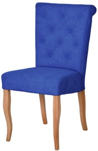 Casa Padrino sedia da pranzo Chesterfield Neo Barocco blu / naturale - Sedia da cucina Chesterfield Neo Barocco - Mobili per sala da pranzo - Mobili Chesterfield - Mobili Neo Barocco