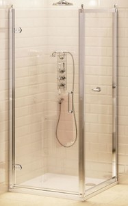 Casa Padrino Puerta de Ducha con Pared Lateral Plata 76 x 76 x A. 195 cm - Cabina de Ducha Mampara de Vidrio - Accesorios de Baño - Puertas de Ducha de Lujo - Calidad de Lujo