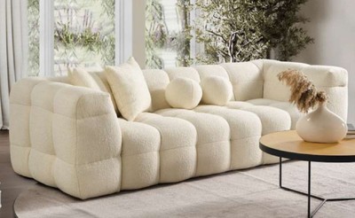 Casa Padrino luxury sofa cream 235 x 75 x H. 100 cm - Living room sofa - Hotel sofa - Living room furniture - Hotel furniture - Luxury furniture - Luxury furnishings
