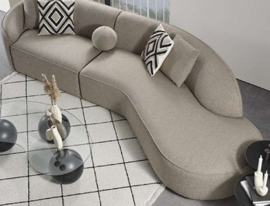 Casa Padrino canapé de luxe gris 340 x H. 95 cm - Canapé de salon incurvé - Canapé d'hôtel - Meuble de salon - Meuble d'hôtel - Meuble de luxe - Ameublement de luxe - Ameublement de salon