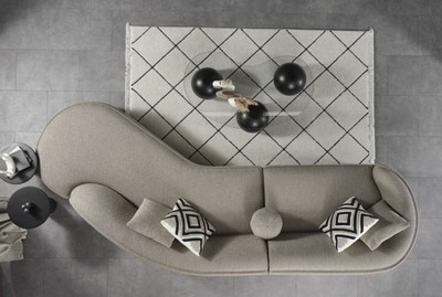 Casa Padrino Luxus Sofa Grau 340 x H. 95 cm - Gebogenes Wohnzimmer Sofa - Hotel Sofa - Wohnzimmer Möbel - Hotel Möbel - Luxus Möbel - Luxus Einrichtung - Wohnzimmer Einrichtung