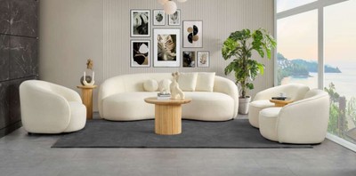 Casa Padrino Luxus Sofa Elfenbein 250 x 120 x H. 76 cm - Gebogenes Wohnzimmer Sofa - Hotel Sofa - Wohnzimmer Möbel - Hotel Möbel - Luxus Möbel - Luxus Einrichtung - Wohnzimmer Einrichtung