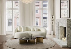 Casa Padrino sofá de lujo marfil 250 x 120 x A. 76 cm - Sofá de salón curvo - Sofá de hotel - Muebles de salón - Muebles de hotel - Muebles de lujo - Interiores de lujo - Interiores de salón