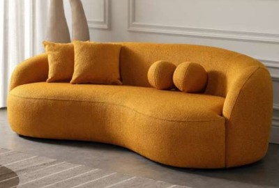 Casa Padrino canapé de luxe orange 250 x 120 x H. 76 cm - Canapé de salon incurvé - Canapé d'hôtel - Meuble de salon - Meuble d'hôtel - Meuble de luxe - Ameublement de luxe - Ameublement de salon