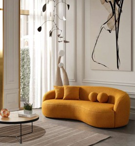 Casa Padrino Luxus Sofa Orange 250 x 120 x H. 76 cm - Gebogenes Wohnzimmer Sofa - Hotel Sofa - Wohnzimmer Möbel - Hotel Möbel - Luxus Möbel - Luxus Einrichtung - Wohnzimmer Einrichtung