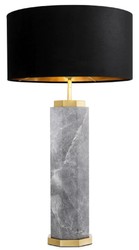 Casa Padrino lámpara de mesa de lujo gris / latón antiguo / negro Ø 40 x A. 75 cm - Lámpara de escritorio de mármol con pantalla de terciopelo - Lámparas mesa de lujo - Lámparas escritorio de lujo