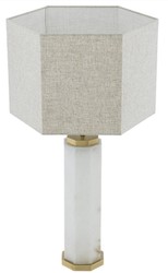 Casa Padrino lámpara de mesa de lujo blanco / latón antiguo / gris 46 x 46 x A. 84,5 cm - Lámpara de escritorio de alabastro con pantalla hexagonal - Lámparas mesa - Lámparas escritorio