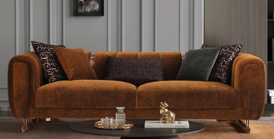 Casa Padrino canapé de luxe marron / cuivre 240 x 100 x H. 60 cm - Canapé de salon - Canapé d'hôtel - Meuble de salon - Meuble d'hôtel - Meuble de luxe - Ameublement de luxe