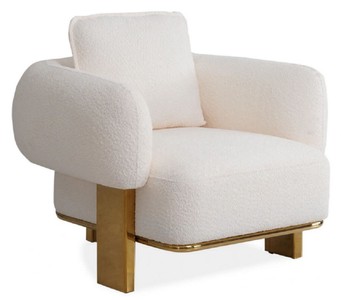 Casa Padrino fauteuil de luxe blanc / laiton 115 x 110 x H. 75 cm - Fauteuil de salon - Fauteuil d'hôtel - Meuble de salon - Meuble d'hôtel - Meuble de luxe - Ameublement de luxe