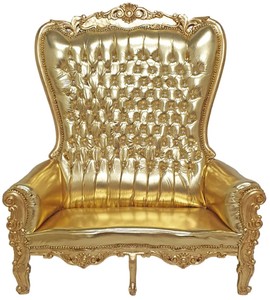 Casa Padrino divano 2 posti barocco con schienale alto oro - Magnifico divano in ecopelle in stile barocco con strass - Mobili da soggiorno in stile barocco - Mobili barocchi
