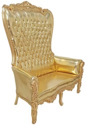 Barock Wohnzimmer Sofa Hochlehnsofa mit Glitzersteinen Gold Baroque Living Room Sofa High Back Sofa with Rhinestones Gold