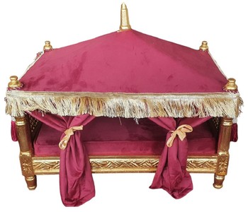 Casa Padrino Barock Hundebett Bordeauxrot / Gold - Handgefertigtes Antik Stil Hundebett - Prunkvolle Hunde Möbel im Barockstil - Antik Stil Tiermöbel - Barock Tiermöbel
