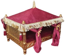 Casa Padrino baroque dog bed bordeaux red / gold - Handmade antique style dog bed - Magnificent dog furniture in baroque style - Antique style pet furniture - Baroque pet furniture
