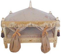 Casa Padrino baroque dog bed gray / cream / gold - Handmade antique style dog bed - Magnificent dog furniture in baroque style - Antique style pet furniture - Baroque pet furniture