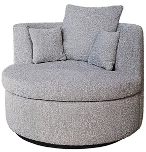 Casa Padrino luxury swivel armchair gray / black Ø 95 x H. 89 cm - Round living room armchair - Hotel armchair - Living room furniture - Hotel furniture - Luxury furniture - Luxury quality