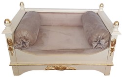 Casa Padrino baroque dog bed gray / cream / gold - Magnificent antique style dog bed - Handmade dog furniture in the baroque style - Antique style pet furniture - Baroque pet furniture