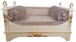 Casa Padrino baroque dog bed gray / cream / gold - Magnificent antique style dog bed - Handmade dog furniture in the baroque style - Antique style pet furniture - Baroque pet furniture