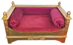 Casa Padrino baroque dog bed bordeaux red / gold - Magnificent antique style dog bed - Handmade dog furniture in the baroque style - Antique style pet furniture - Baroque pet furniture