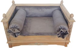Casa Padrino baroque dog bed gray / natural - Magnificent antique style dog bed - Handmade dog furniture in the baroque style - Antique style pet furniture - Baroque pet furniture