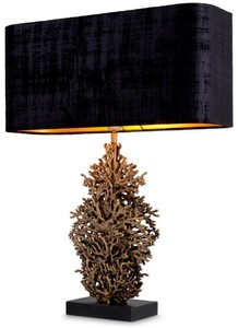 Casa Padrino luxury table lamp vintage brass / black 50 x 22 x H. 68.5 cm - Desk lamp with lampshade and granite base - Luxury table lamps - Luxury desk lamps - Luxury lights