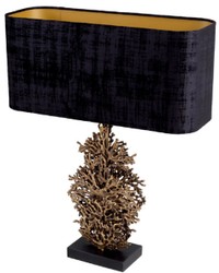 Casa Padrino lampe de table de luxe laiton vintage / noir 50 x 22 x H. 68,5 cm - Lampe de bureau avec abat-jour et socle en granit - Lampe de table de luxe - Lampes de bureau de luxe