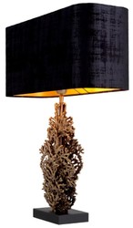 Casa Padrino lampe de table de luxe laiton vintage / noir 50 x 22 x H. 68,5 cm - Lampe de bureau avec abat-jour et socle en granit - Lampe de table de luxe - Lampes de bureau de luxe