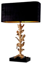 Casa Padrino lampada da tavolo di lusso ottone vintage / nero 50 x 22 x A. 79 cm - Lampada da scrivania con paralume e base in granito - Lampade da tavolo - Lampade da scrivania