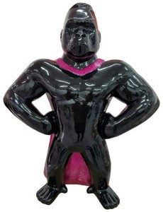 Casa Padrino escultura decorativa de lujo gorila mono negro / púrpura A. 75 cm - Figura decorativa resistente a la intemperie - Figura decorativa de salón - Figura decorativa de jardín