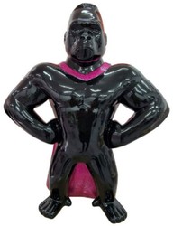 Luxus Deko Skulptur Figur Gorilla Affe Schwarz Lila Luxury Decorative Sculpture Figure Gorilla Monkey Black Purple