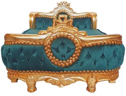Casa Padrino baroque dog bed green / gold - Handmade antique style dog bed - Magnificent dog furniture in baroque style - Antique style pet furniture - Baroque pet furniture