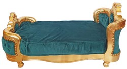 Casa Padrino baroque dog bed green / gold - Handmade antique style dog bed - Magnificent dog furniture in baroque style - Antique style pet furniture - Baroque pet furniture