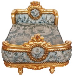 Casa Padrino baroque dog bed green pattern / gold - Handmade antique style dog bed - Magnificent dog furniture in baroque style - Antique style pet furniture - Baroque pet furniture