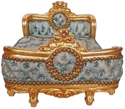 Casa Padrino baroque dog bed green pattern / gold - Handmade antique style dog bed - Magnificent dog furniture in baroque style - Antique style pet furniture - Baroque pet furniture
