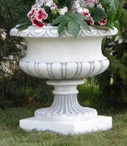 Casa Padrino vaso di fiori decorativo da giardino barocco bianco / grigio Ø 62 x A. 62 cm - Vaso per piante in stile barocco - Decorazione da giardino barocco - Accessori decorazione barocco