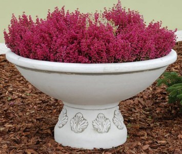 Casa Padrino vaso di fiori decorativo da giardino barocco bianco Ø 90 x A. 56 cm - Vaso per piante rotondo in stile barocco - Decorazione da giardino barocco - Accessori decorazione barocco