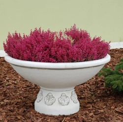 Casa Padrino pot de fleurs décoratif de jardin baroque blanc Ø 90 x H. 56 cm - Cache-pot rond de style baroque - Décoration de jardin baroque - Décoration de terrasse baroque - Accessoires baroque